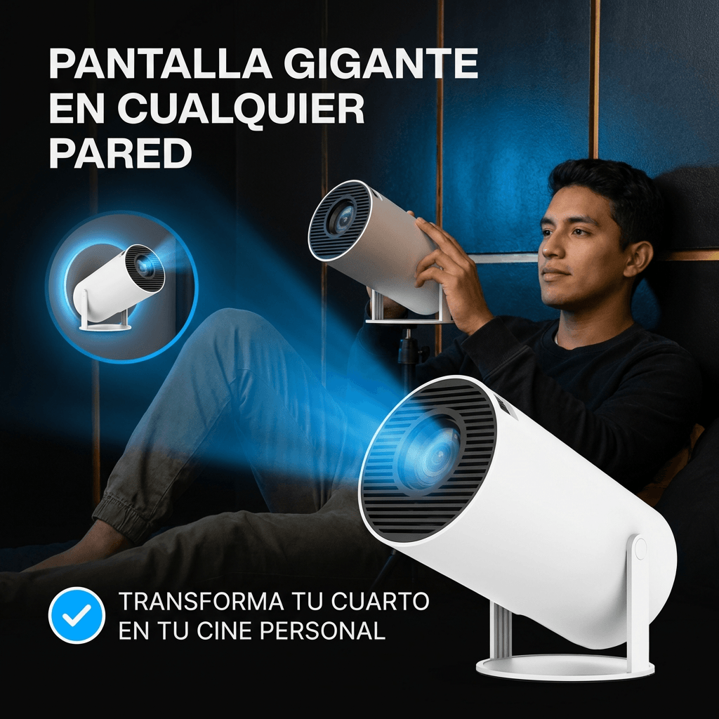 Proyector Inteligente Portátil HY300 Pro - Convierte tu cuarto en una sala de cine