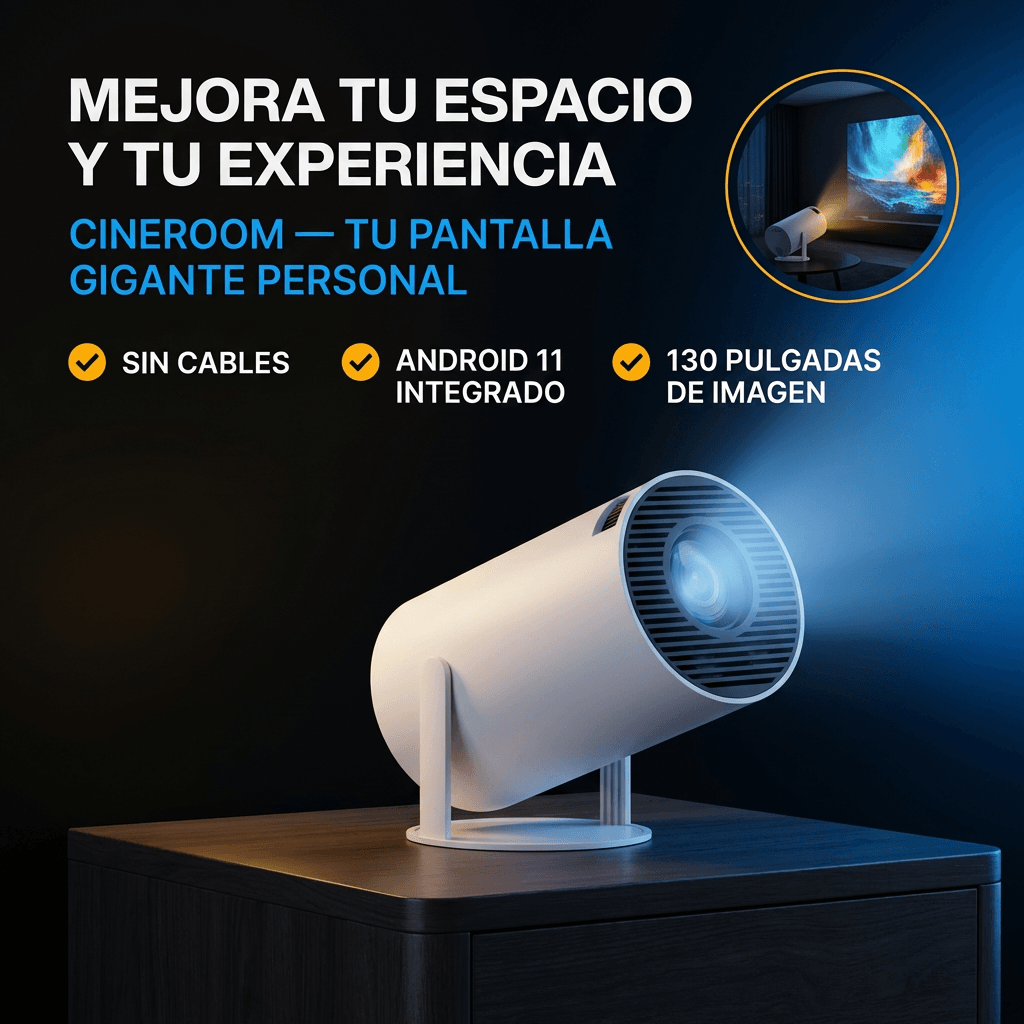 Proyector Inteligente Portátil HY300 Pro - Convierte tu cuarto en una sala de cine